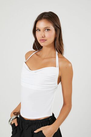 WHITE Cowl Halter Top, image 2