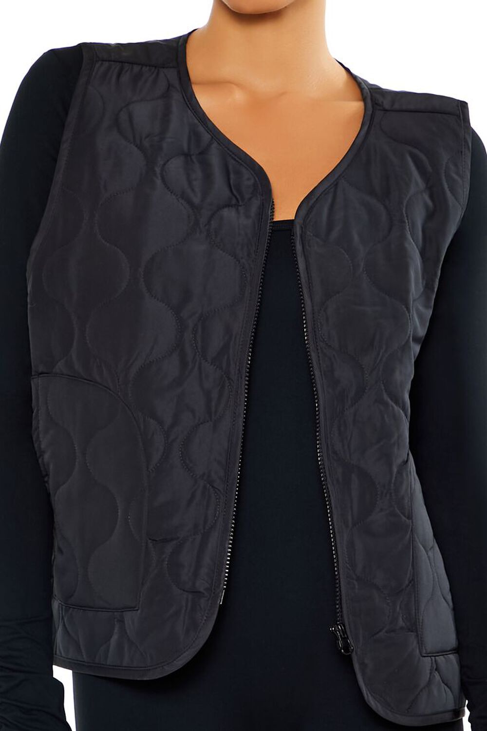 BLACK Active Quilted Zip-Up Vest, image 3