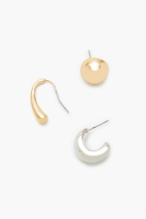 GOLD/SILVER Stud & Geo Hoop Earring Set, image 2