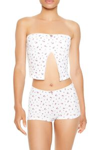 WHITE/MULTI Seamless Floral Tube Top, image 1