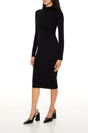 BLACK Faux Gem Midi Sweater Dress, image 3