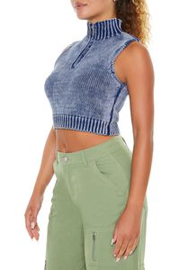 BLUE/MULTI Cropped Half-Zip Sweater Vest, image 4