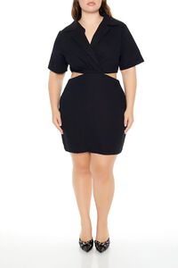 BLACK Plus Size Surplice Cutout Mini Dress, image 1
