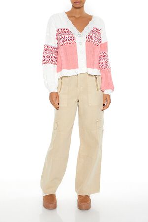 RED/MULTI Patchwork Cardigan Sweater, image 2