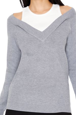 GREY/WHITE Combo Tank Top Sweater, image 3