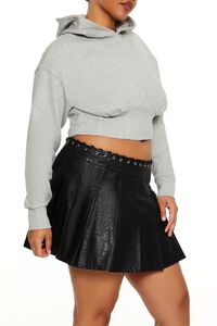 HEATHER GREY Plus Size Bustier Cropped Hoodie, image 4
