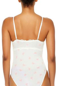 WHITE/PINK Ice Skate Print Lingerie Bodysuit, image 5