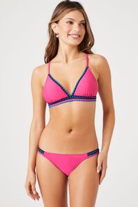 FUCHSIA/MULTI Chevron-Trim Bikini Bottoms, image 1