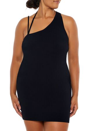BLACK Plus Size One-Shoulder Sweater Dress, image 2