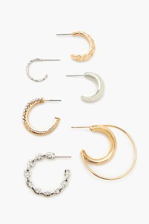 GOLD/SILVER Assorted Hoop Earring Set, image 3