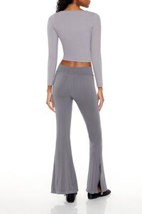 DARK GREY Seamless High-Rise Flare Pants, image 4