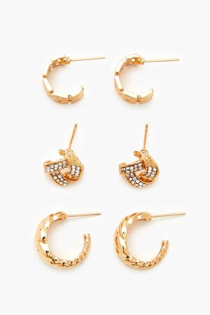 GOLD Twisted Stud & Hoop Earring Set, image 1