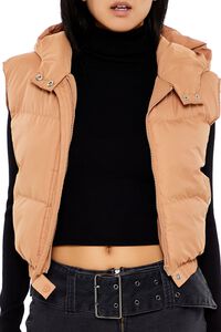 CAMEL Cropped Hooded Puffer Vest, image 3