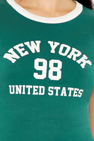 GREEN/MULTI New York Cropped Ringer Tee, image 3