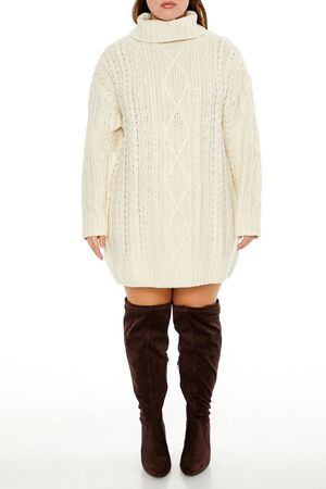 CREAM Plus Size Turtleneck Mini Sweater Dress, image 2