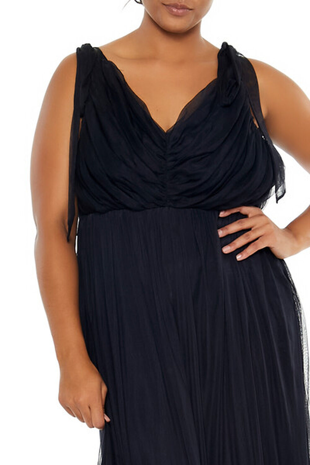 BLACK Plus Size Tiered Tie-Strap Maxi Dress, image 2