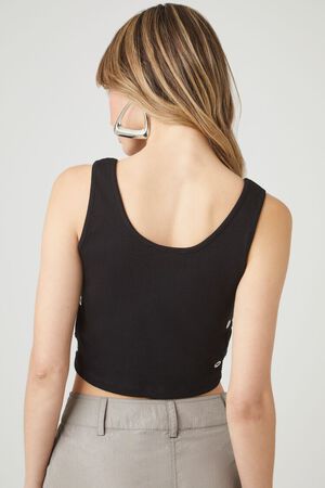 WHITE Eyelet Cropped Tank Top, image 3