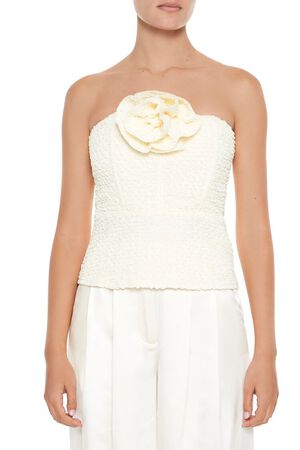 CREAM Rosette Peplum Tube Top, image 1