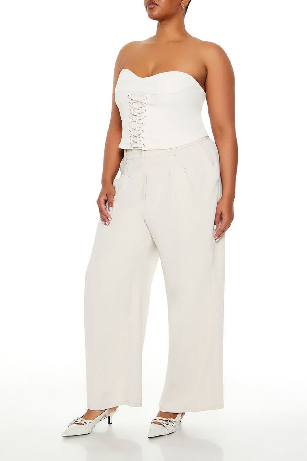 CHAMPAGNE PEARL Plus Size Wide-Leg Trouser Pants, image 3