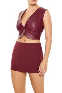 WINE Faux Leather Cropped Vest, image 4
