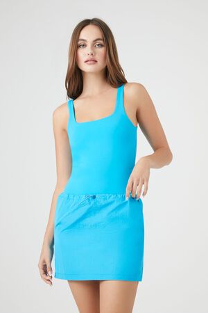 IBIZA BLUE Nylon Toggle Drawstring Mini Skirt, image 1