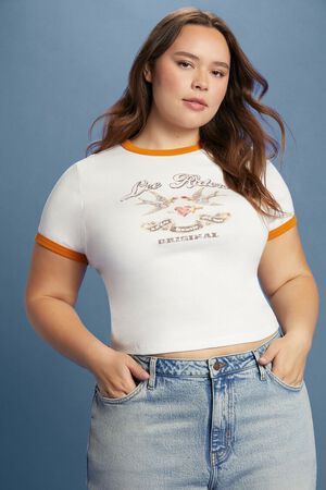 WHITE/MULTI Plus Size Lee Riders Graphic Ringer Tee, image 1