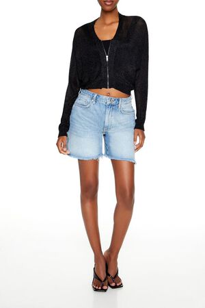 SILVER Glitter Knit Zip-Up Sweater, image 2