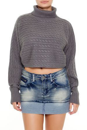 EGRET Cable Knit Turtleneck Sweater, image 1
