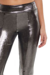 SILVER Metallic Mid-Rise Flare Leggings, image 5