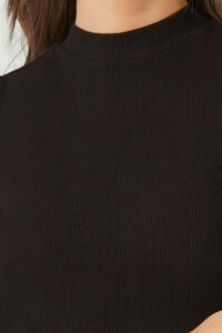 BLACK Ribbed Mock Neck Mini Dress, image 5
