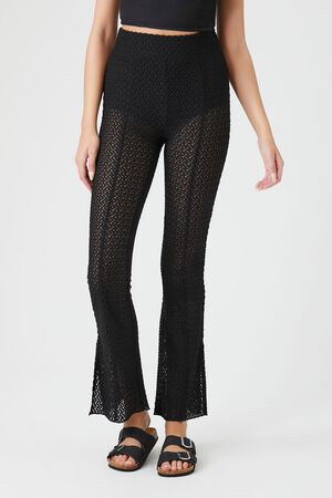 WHITE Crochet Flare Pants, image 2