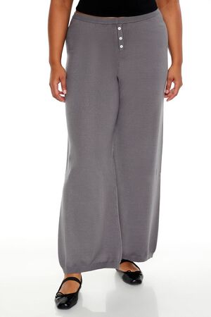 SEASHELL PINK Plus Size Sweater-Knit Wide Pants, image 2