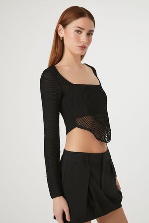 BLACK Sweater-Knit Crop Top, image 2