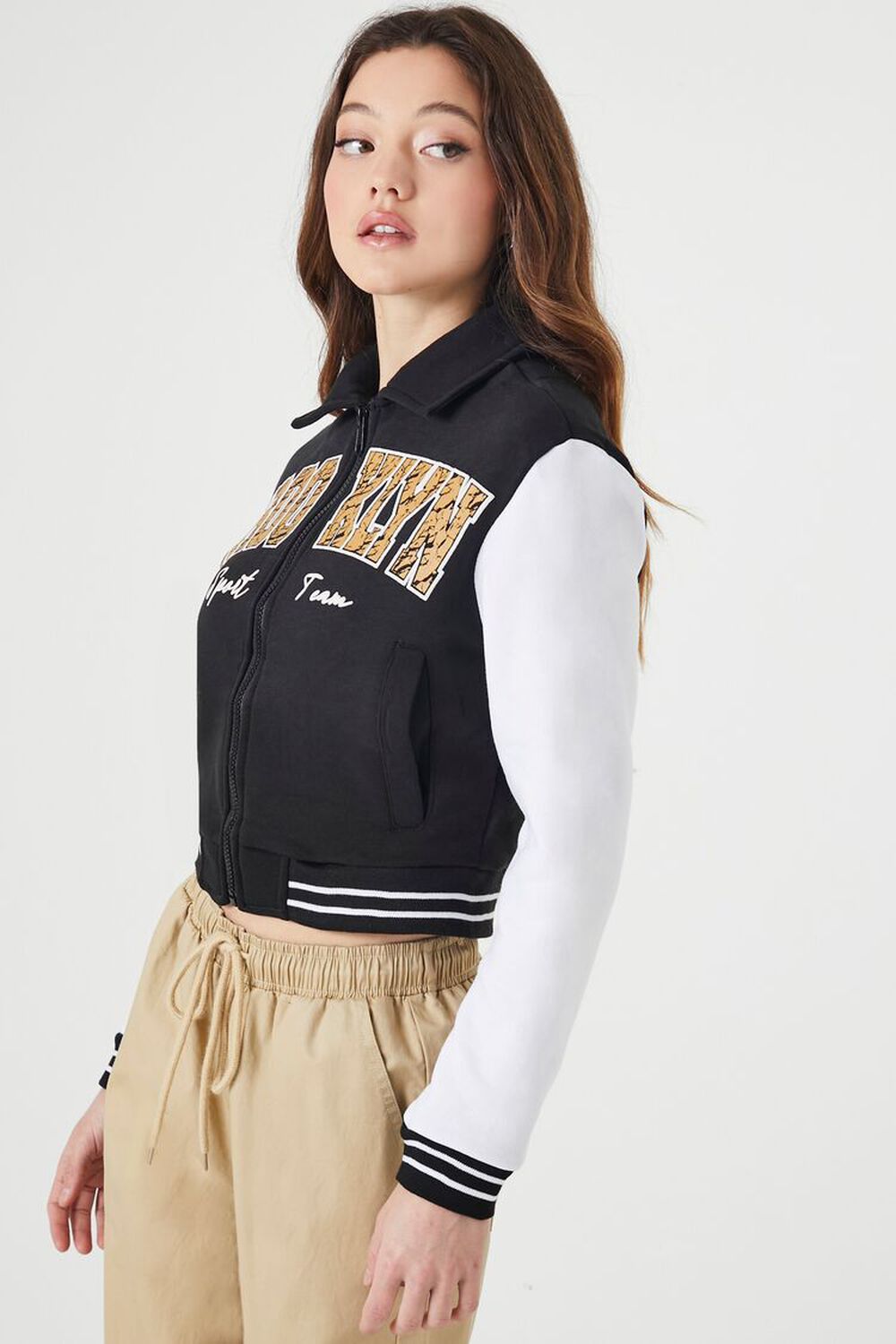 BLACK/MULTI Brooklyn Zip-Up Bomber Jacket, image 3