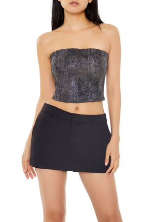 PURPLE/MULTI Rhinestone Faux Leather Tube Top, image 1