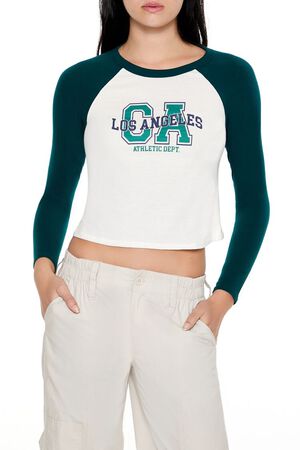 GREEN/MULTI Los Angeles Cropped Raglan Tee, image 1