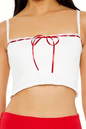 WHITE/RED Seamless Bow Bralette, image 2