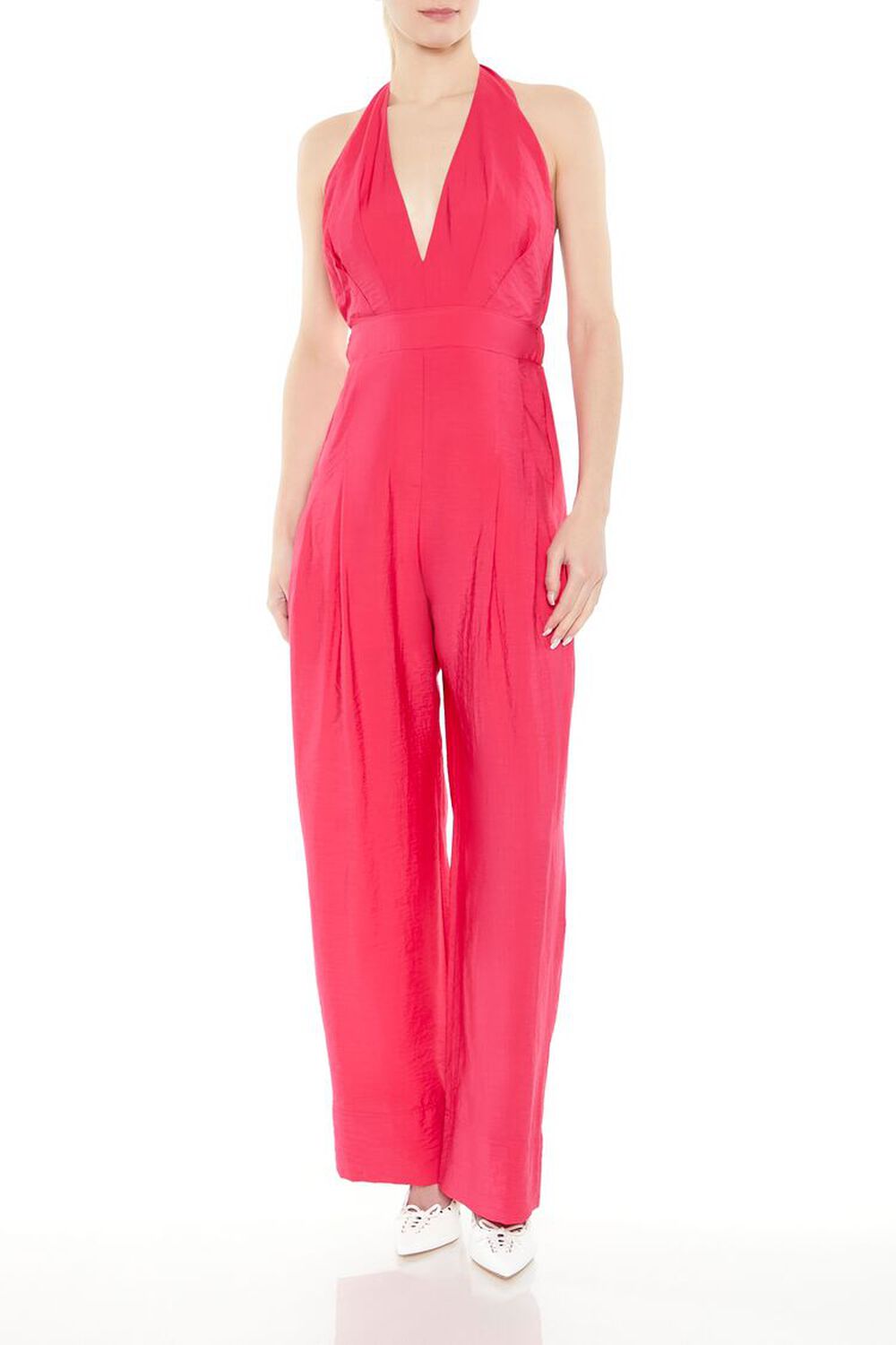 HOT PINK Halter Wide-Leg Jumpsuit, image 1
