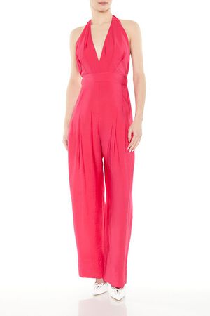 HOT PINK Halter Wide-Leg Jumpsuit, image 1