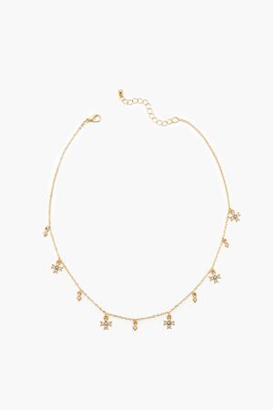 GOLD/CLEAR Rhinestone Cross Charm Necklace, image 1