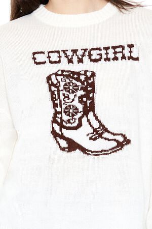 WHITE/MULTI Cowgirl Graphic Sweater, image 3