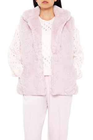 BLOSSOM Notched Faux Fur Vest, image 1