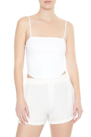 PALE GREEN Cropped Dolphin-Hem Cami, image 1