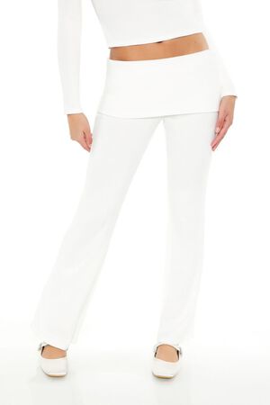 OATMEAL Mid-Rise Foldover Flare Pants, image 2