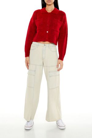 RED Cropped Cardigan Sweater, image 2