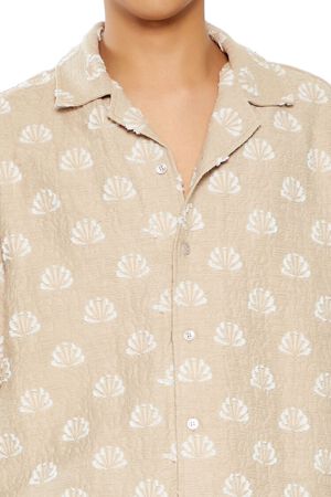 TAUPE/CREAM Textured Geo Cuban-Collar Shirt, image 3