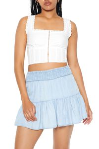 WHITE Lace-Trim Corset Crop Top, image 1