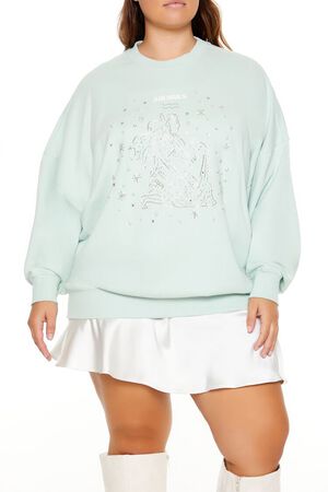SEAFOAM/MULTI Plus Size Beaded Aquarius Pullover, image 1