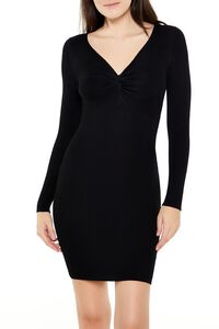 BLACK Twist-Front Mini Sweater Dress, image 2