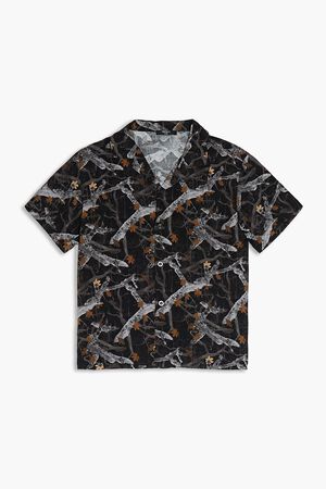 BLACK/MULTI Kids Leaf Print Shirt (Girls + Boys), image 1